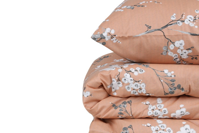 L'essentiel linge de maison Juego de funda de edredón Chicory - Orange Naranja y Blanco de 4 piezas